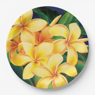 Tropischer Paradiesplumeria-Hawaiianer Pappteller