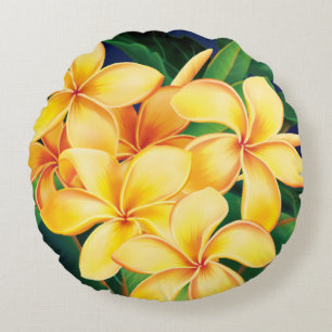 Tropischer Paradiesplumeria-Hawaiianer Rundes Kissen