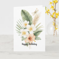 Tropischer Pfirsich Hibiskus Plumeria Geburtstag