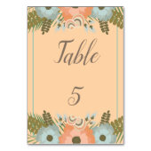 Tropischer Pfirsich und aquamarine Hochzeit am Str Tischnummer (Rückseite)