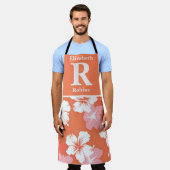 Tropischer PfirsichHibiskus personalisiert Schürze (Getragen)