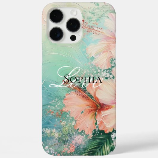 Tropischer Pfirsichweiße Hibiskus Liebe Case-Mate iPhone Hülle (Rückseite)
