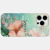 Tropischer Pfirsichweiße Hibiskus Liebe Case-Mate iPhone Hülle (Rückseite (Horizontal))