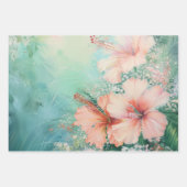 Tropischer Pfirsichweiße Hibiskus Liebe Geschenkpapier Set (Vorderseite 3)