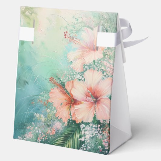 Tropischer Pfirsichweiße Hibiskus Liebe Geschenkschachtel (Rückseite)