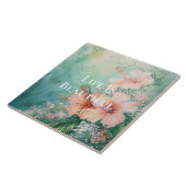 Tropischer Pfirsichweißer Hibiskus Fliese (Seite)