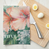 Tropischer Pfirsichweißer Hibiskus Geschirrtuch (Viertel Falte)
