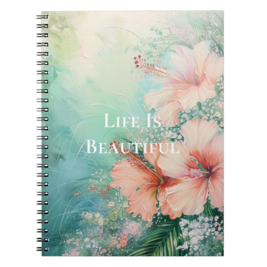 Tropischer Pfirsichweißer Hibiskus Notizblock (Vorderseite)