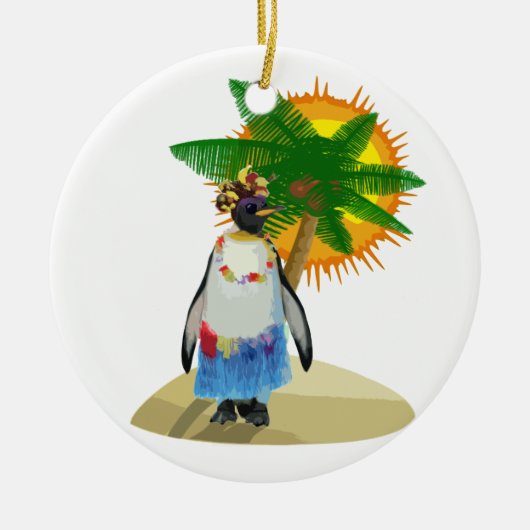 Tropischer Pinguin Keramik Ornament (Vorne)