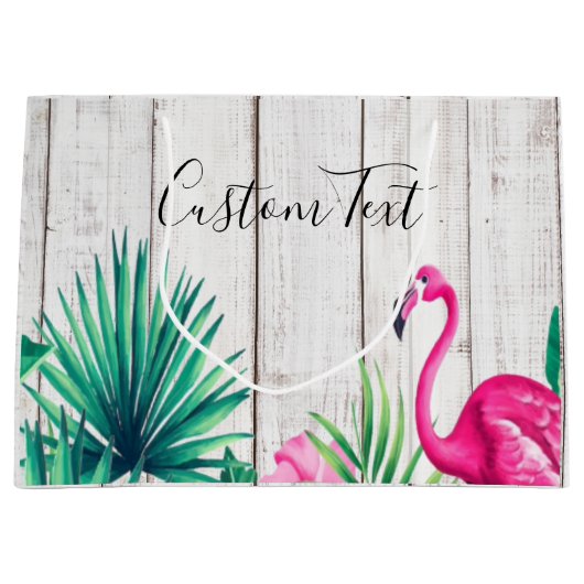 Tropischer Pink Flamingo Familienname Strand Große Geschenktüte (Vorderseite)
