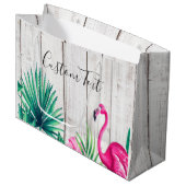 Tropischer Pink Flamingo Familienname Strand Große Geschenktüte (Vorderseite Schrägansicht)