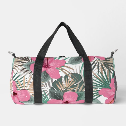 Tropischer Pink-Hibiskus Duffle Bag (Vorderseite)