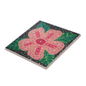 Tropischer Pink-Hibiskus Fliese (Seite)