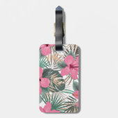 Tropischer Pink-Hibiskus Gepäckanhänger (Rückseite vertikal)