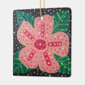 Tropischer Pink-Hibiskus Keramikornament (Links)