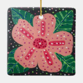 Tropischer Pink-Hibiskus Keramikornament (Rückseite)