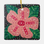 Tropischer Pink-Hibiskus Keramikornament (Vorderseite)