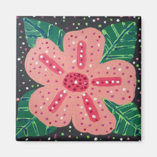 Tropischer Pink-Hibiskus Magnet