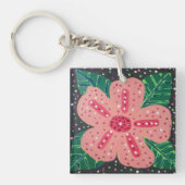 Tropischer Pink-Hibiskus Schlüsselanhänger (Vorderseite)