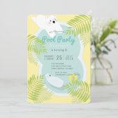 Tropischer Polar Bären Pool Party Geburtstag Einla Einladung (Stehend Vorderseite)