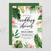 Tropischer Polterabend mit tropischen Blumen Einladung (Vorne/Hinten)