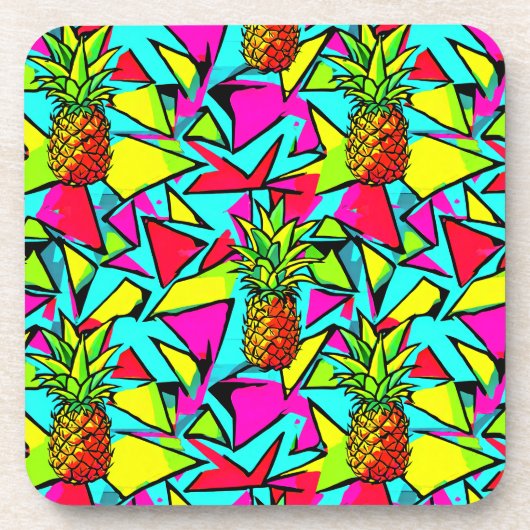 Tropischer Pop Ananas Getränkeuntersetzer (Vorderseite)