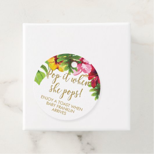 Tropischer Pop mit Blumen und Gold, wenn sie Pop Geschenkanhänger (Beispiel)