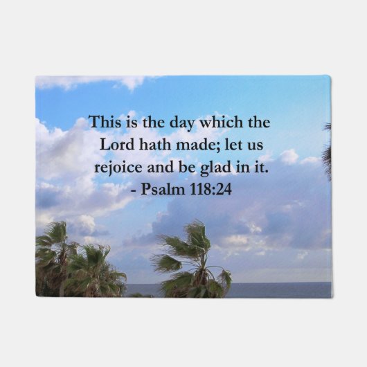 TROPISCHER PSALM 118:24 OZEAN- UND PALMBÄUME FUßMATTE (Vorderseite)