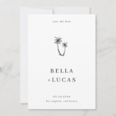 Tropischer QR Code Hochzeit von handgezogenen Palm Save The Date (Vorderseite)