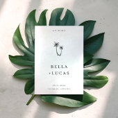 Tropischer QR Code Hochzeit von handgezogenen Palm Save The Date