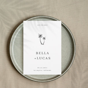 Tropischer QR Code Hochzeit von handgezogenen Palm Save The Date