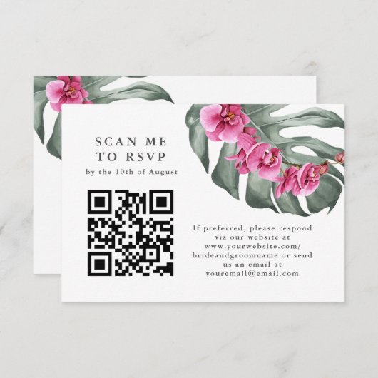 Tropischer QR-Code-UAWG für Orchideen in Pink Begleitkarte (Vorne/Hinten)