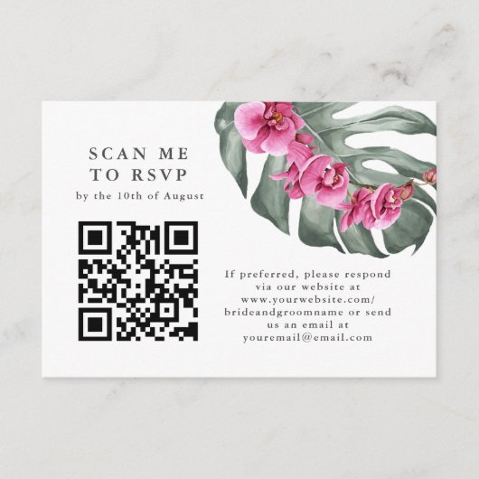 Tropischer QR-Code-UAWG für Orchideen in Pink Begleitkarte (Vorderseite)