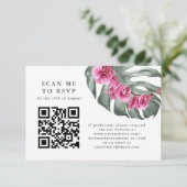 Tropischer QR-Code-UAWG für Orchideen in Pink Begleitkarte (Stehend Vorderseite)