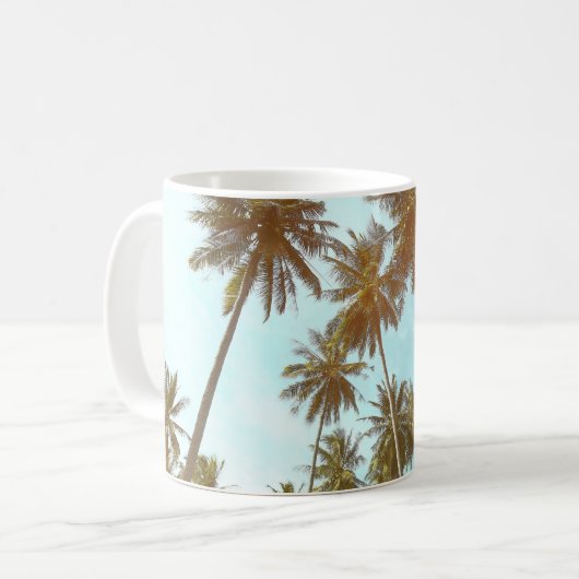 Tropischer Rahmen: Abstrakte Palmen Kaffeetasse (Vorderseite Links)