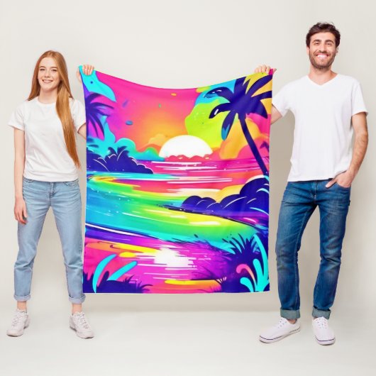 Tropischer Regenbogen Beach Dream Fleecedecke (Beispiel)