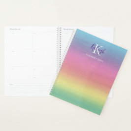 Tropischer Regenbogen-Sunset | Mit Monogramm Plane Planer