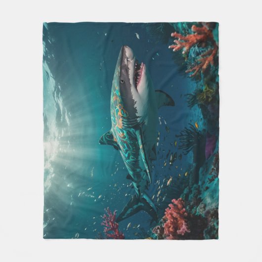 Tropischer Regenhai Fleecedecke (Vorderseite)