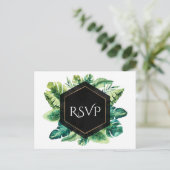 Tropischer Regenwald Blätter Elegante Hochzeiten U Einladungspostkarte (Stehend Vorderseite)