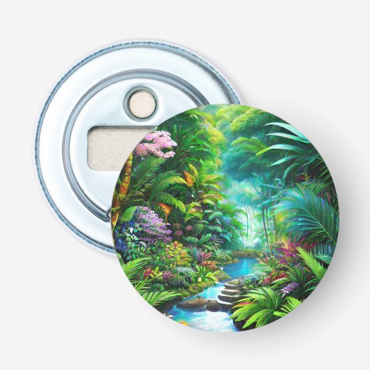 Tropischer Regenwald mit Bäumen und Blume Flaschenöffner (Vorderseite)