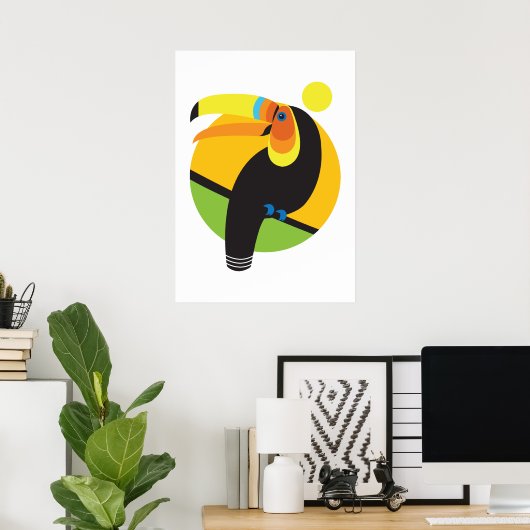 Tropischer Regenwald Moderner grafischer Toucan-Bi Poster (Heimbüro)