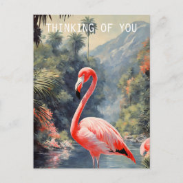 Tropischer Regenwald Pink Flamingo Vintag Postkarte