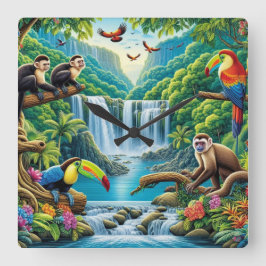 Tropischer Regenwald Quadratische Wanduhr