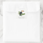 Tropischer Regenwald Toucan Fauna jedes Alter Gebu Quadratischer Aufkleber (Tasche)