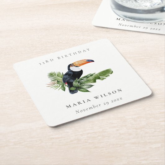 Tropischer Regenwald Toucan Fauna jedes Alter Gebu Rechteckiger Pappuntersetzer (angewinkelt)