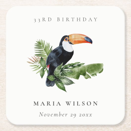 Tropischer Regenwald Toucan Fauna jedes Alter Gebu Rechteckiger Pappuntersetzer (Vorderseite)