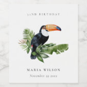 Tropischer Regenwald Toucan Fauna jedes Alter Gebu Weinetikett (Einzelnes Label)