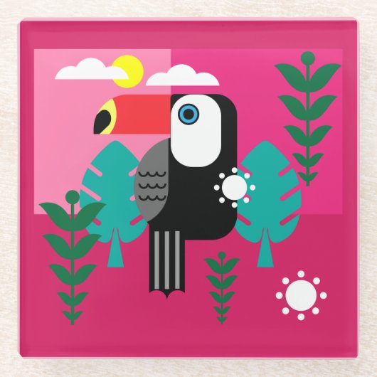 Tropischer Regenwald Toucan Glasuntersetzer (Vorderseite)