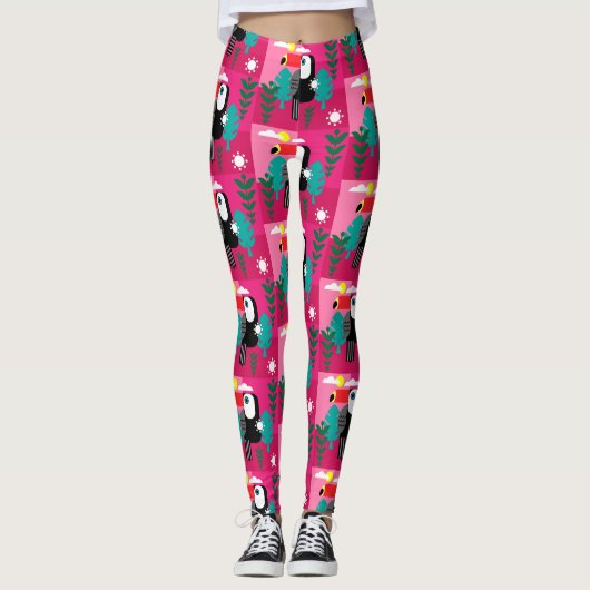 Tropischer Regenwald Toucan Leggings (Vorderseite)