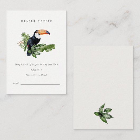 Tropischer Regenwald Toucan Windeln Raffle Babydus Begleitkarte (Vorne/Hinten)